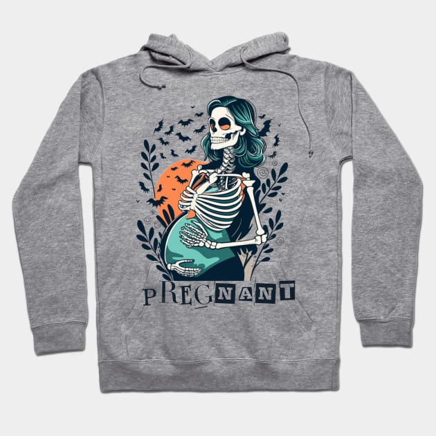 Womens Skeleton Pregnant Xray Rib Cage Halloween Hoodie by Clouth Clothing 